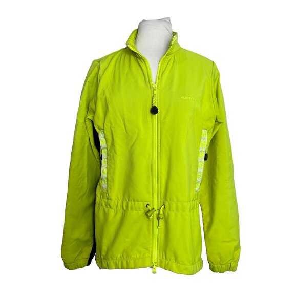 Performance Cycling Jacket Womens Size Small Neon Yellow Black Full Zip Pockets - Picture 1 of 8